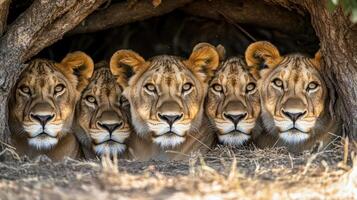 Fierce Predators Finding Refuge During Hot Savanna Day photo