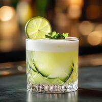 Fresh Mint Gin Fizz High End Cucumber Drink photo