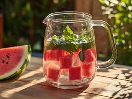 Garden Party Pitcher of Lemonade infused with Watermelon and Basil photo