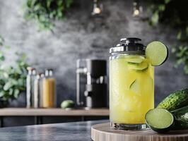 Ginger Limeade Infused with Crisp Summer Cucumber Slices photo