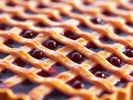 Handcrafted Pie with Red Berries and Intricate Pastry Top photo