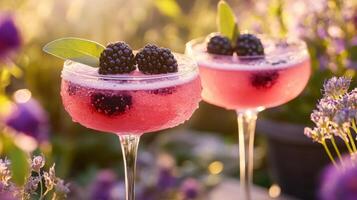 Gin Fizz Toast In Garden Wedding With Blackberry Sage photo