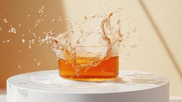 Glimmering Tea Action Freeze on Eye catching Drink Table photo