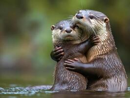 Joyful River Creatures Engaged in Summertime Play photo