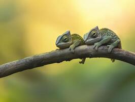 Juvenile Camouflage Experts Practicing Skillful Color Transformation photo