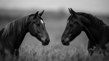 Juvenile Horses Practicing Advanced Social Behavior Within Herds photo
