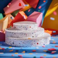 Lively Party Themed Speckled Terrazzo Stage in Bold Colors photo