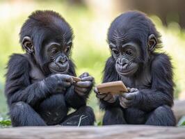 Juvenile Great Apes Enhancing Their Cognitive Skill Sets photo