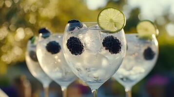 Lime infused Blackberry Gin at a Botanical Garden Gathering photo
