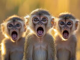 Juvenile Primate Offspring Studying Intricate Warning Behavior photo