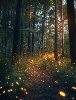 Lantern Glow Suspended Above Enchanted Woodland photo