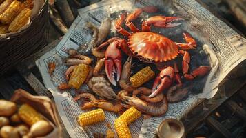 Lavish Array of Seafood for Summertime Boil and Celebration photo