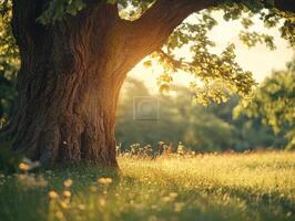 Living Guardian Sheltering Vibrant Meadow Below Its Canopy photo