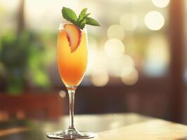 Luscious Peach Bellini Served At Elegant Summer Brunch photo