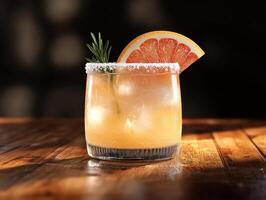 Mexican Terracotta Table Featuring Grapefruit Paloma photo