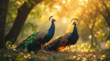Lush Plumage Birds Demonstrating Flawless Symmetry photo