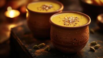 Mango Lassi Experience with Indian Clay Glasses and Spices photo