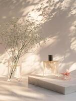 Marble Pedestal Displaying Elegant Fragrance Note Collections photo