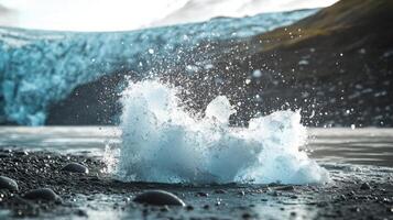 Massive Glacier Pillar Cracking Away During Warmer Season photo