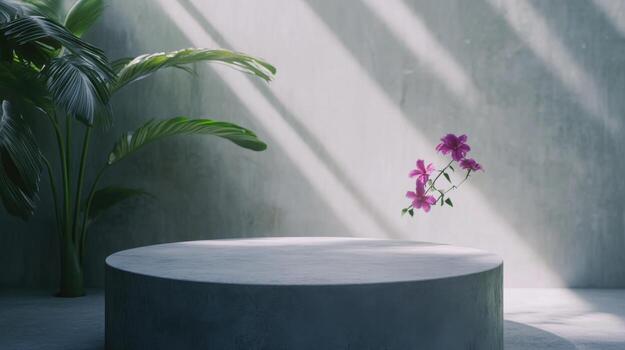 Modern Platform Accented by Gentle Shadows with Tropical Motifs photo