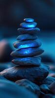 Mysterious Stone Stack Enhanced With Shining Bio Luminescent Accents photo