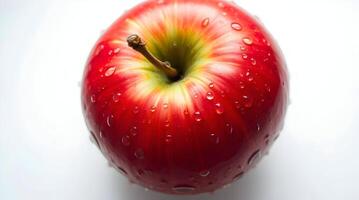 Red Apple With Water Drops on a White Background photo