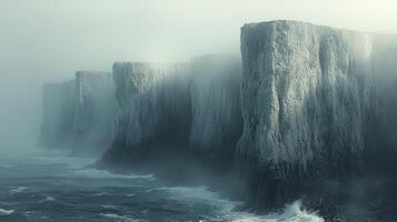 Majestic Cliffs Enveloped In Misty Ocean Fog photo