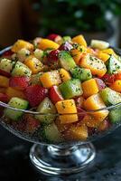Refreshing Fruit Salad in Glass Bowl photo