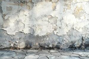 Weathered Wall and Cracked Floor Background Image photo
