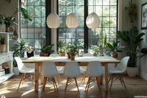 Sunlit Dining Room With Plant photo