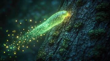 Glowing Orb Emerging From Forest Bark photo