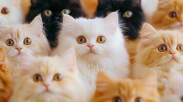 A group of cats looking at the camera photo