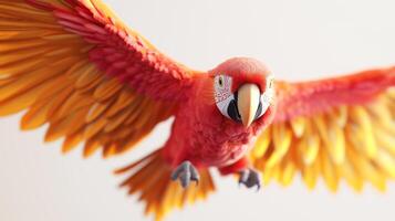 A red parrot flying in the air photo