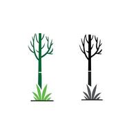 Bamboo Shoots and Trees in Black and Green Style vector
