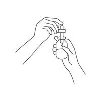 Hand using dropper tool to extract essential oil vector