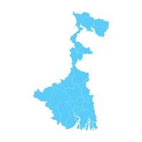 West Bengal Blue Administrative Map White Background vector