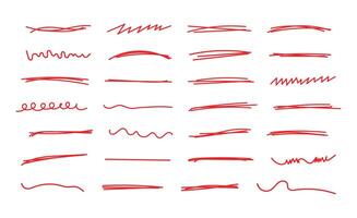 Red Scribble Highlighter Underlines vector