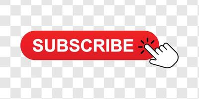 Cursor clicking red subscribe button flat icon vector
