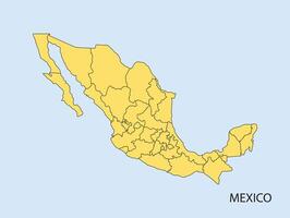 Outline map of Mexico with yellow line design vector