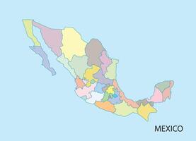 Flat color map showing Mexico area and layout vector