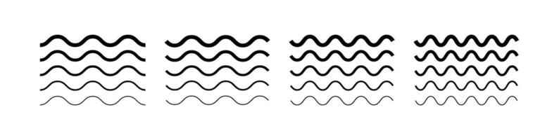 Line Waves Set Black Abstract Design vector
