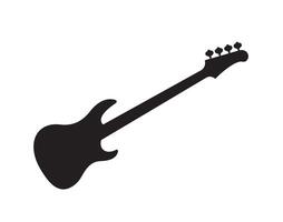 Silhouette icon of bass guitar with four strings vector
