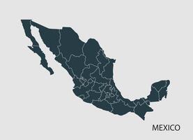 Mexico Map Background In Grey Color vector