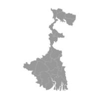 West Bengal Grey Administrative Map White Background vector