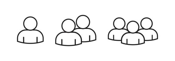 Labeled people icon showing one two three line vector