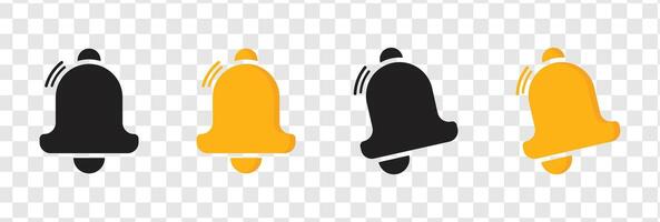Notification bell icons in flat symbol design style vector