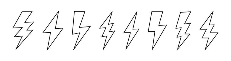 Lightning Bolt Line Icon Set Design vector