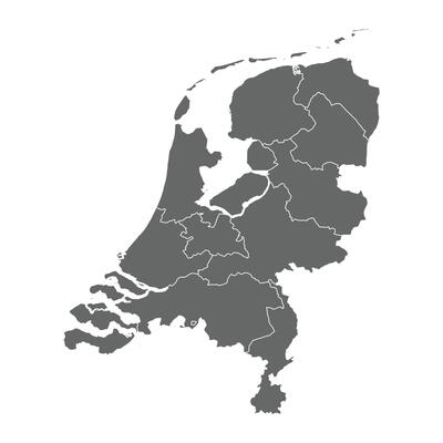 Administrative Grey Map European Provinces Netherlands
