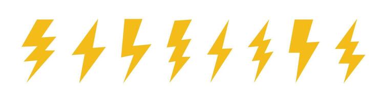 Lightning Bolt Yellow Icon Set Design vector