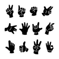 Black icon of fat hand showing funny expression vector